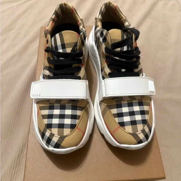 Burberry Vintage Regis Check and Leather Sneakers
